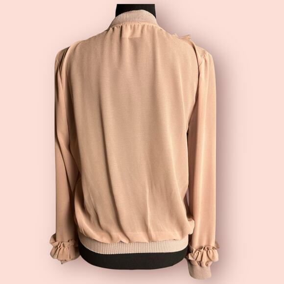 Blush Pink Ruffle Cardigan Small Coquette Angelcore Button Up Long Sleeve - Picture 4 of 5